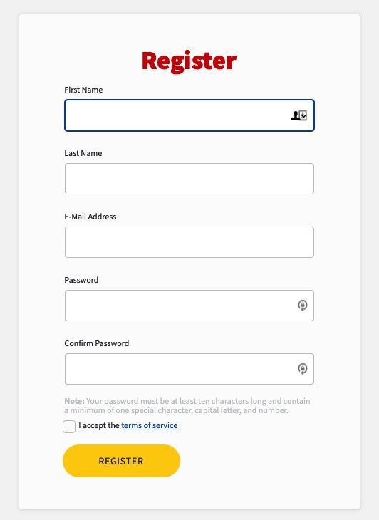 NEP Connect Registration Screenshot
